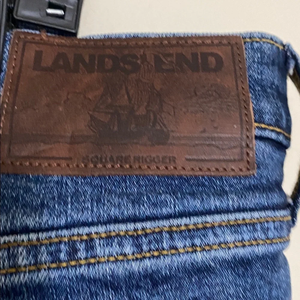 Lands' End Men Relaxed Dark Blue square Rigger Jeans lined 42 winter casual cozy